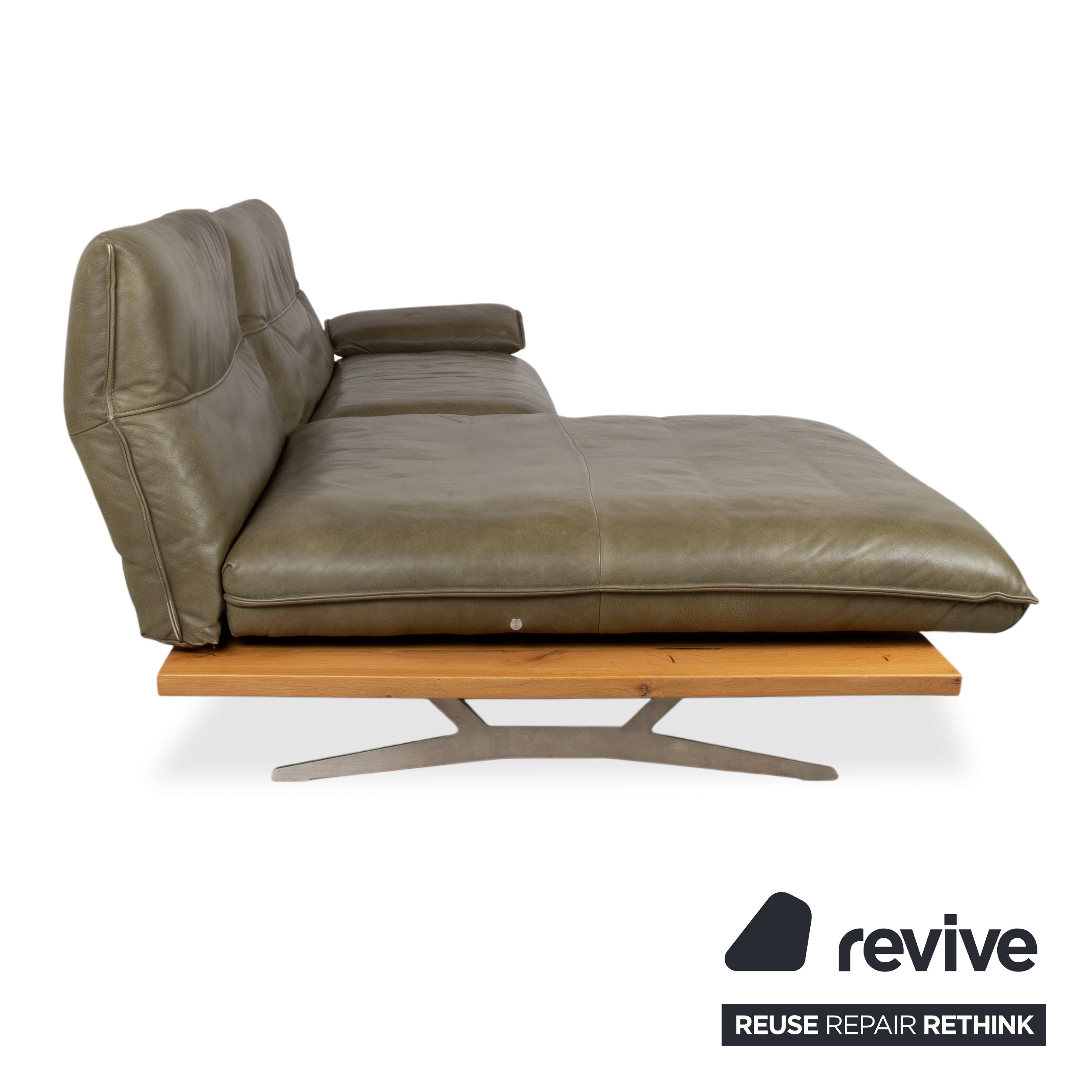 Koinor Malta Leder Ecksofa Grün Oliv manuelle Funktion Sofa Couch