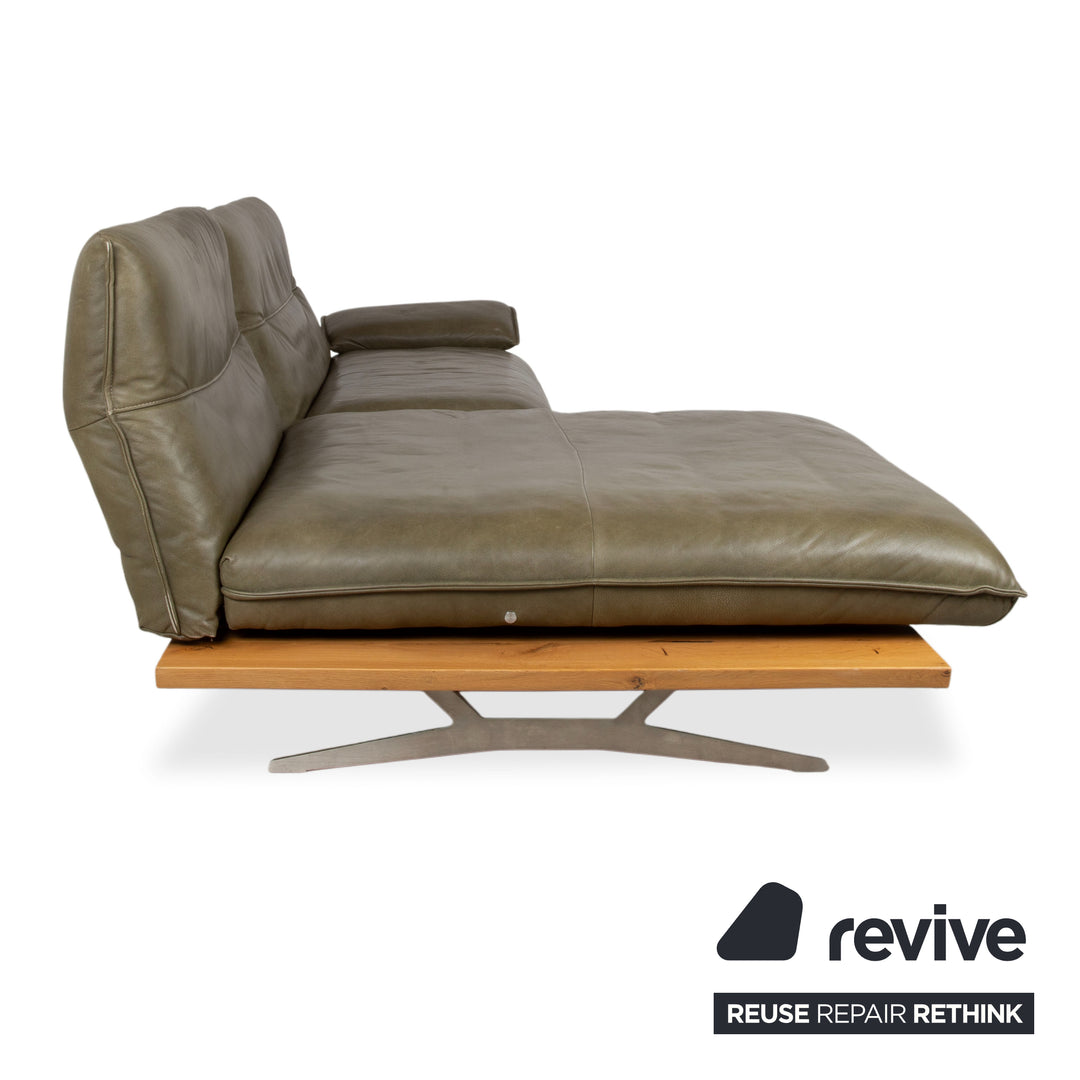 Koinor Malta Leder Ecksofa Grün Oliv manuelle Funktion Sofa Couch