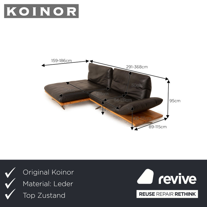 Koinor Marilyn leather corner sofa anthracite slate manual function sofa couch
