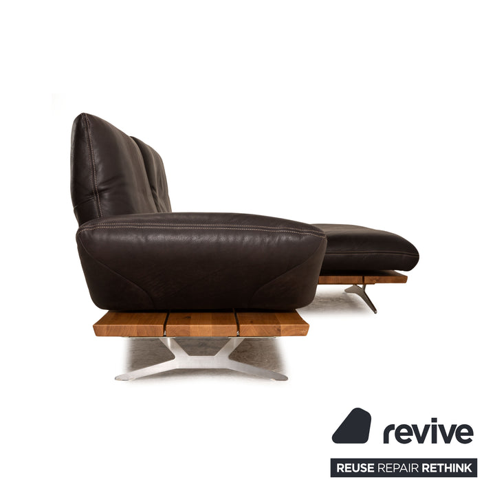 Koinor Marilyn Canapé d'angle en Cuir Marron Marron foncé Fonction Manuelle Fonction Relax Canapé Récamiere Droite