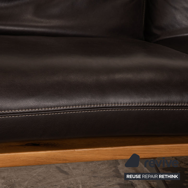 Koinor Marilyn Canapé d'angle en Cuir Marron Marron foncé Fonction Manuelle Fonction Relax Canapé Récamiere Droite