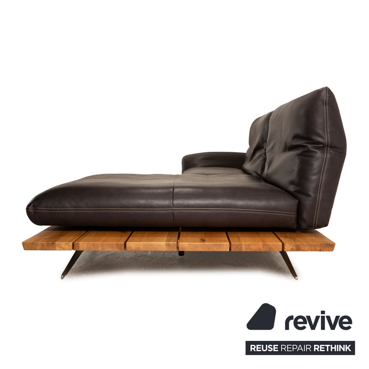 Koinor Marilyn Canapé d'angle en Cuir Marron Marron foncé Fonction Manuelle Fonction Relax Canapé Récamiere Droite