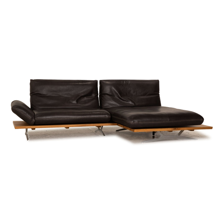 Koinor Marilyn Canapé d'angle en Cuir Marron Marron foncé Fonction Manuelle Fonction Relax Canapé Récamiere Droite