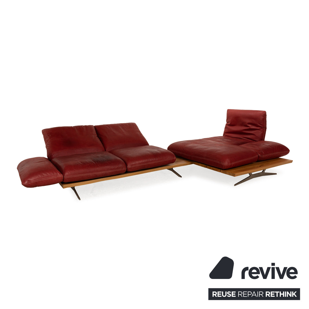 Koinor Marilyn Leder Ecksofa Rot Recamiere Rechts manuelle Funktion Sofa Couch