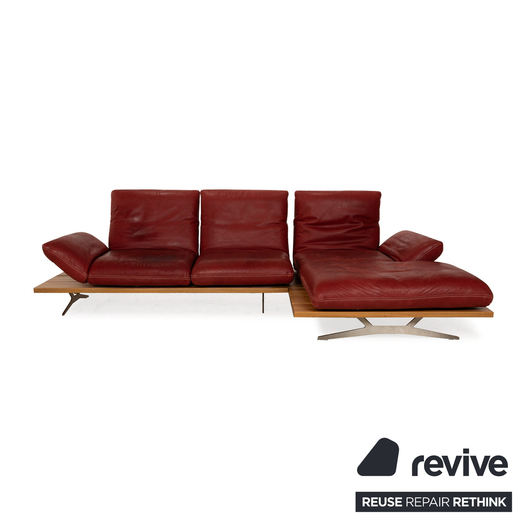Koinor Marilyn Leder Ecksofa Rot Recamiere Rechts manuelle Funktion Sofa Couch