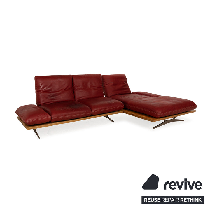 Koinor Marilyn Leather Corner Sofa Red Recamiere Right Manual Function Sofa Couch