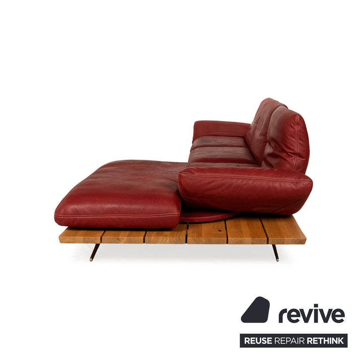 Koinor Marilyn Leder Ecksofa Rot Recamiere Rechts manuelle Funktion Sofa Couch