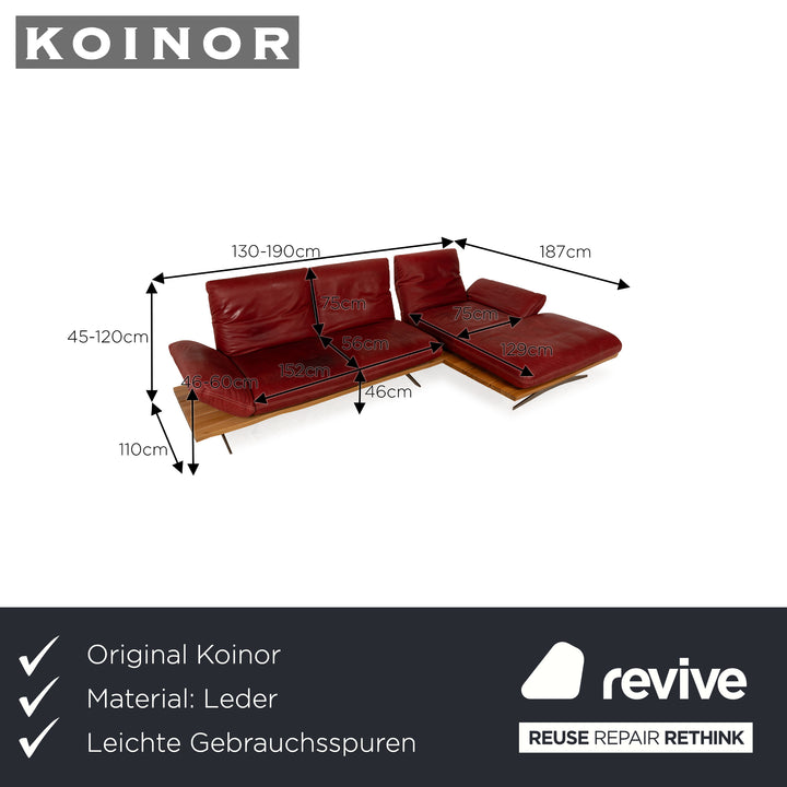 Koinor Marilyn Leder Ecksofa Rot Recamiere Rechts manuelle Funktion Sofa Couch