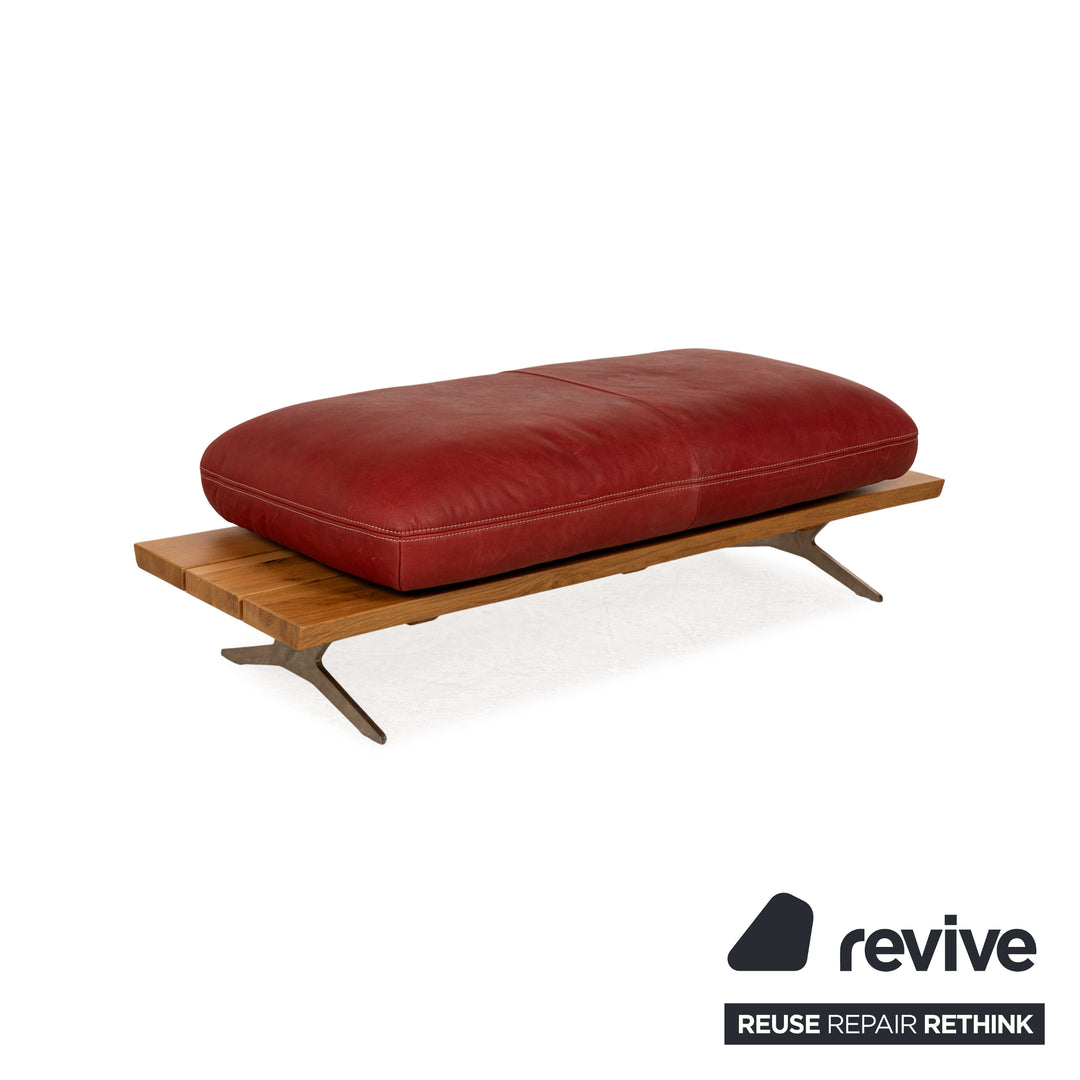 Koinor Marilyn Leder Sofa Garnitur Rot Recamiere Rechts manuelle Funktion Ecksofa Hocker Couch