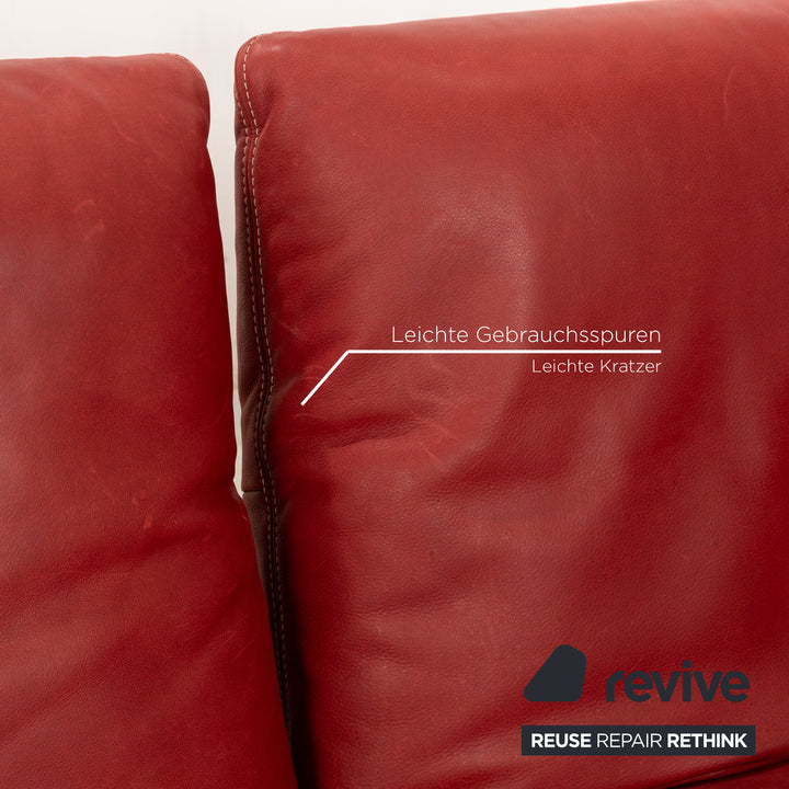 Koinor Marilyn ensemble de canapé en cuir rouge récamière droite fonction manuelle canapé d'angle tabouret canapé