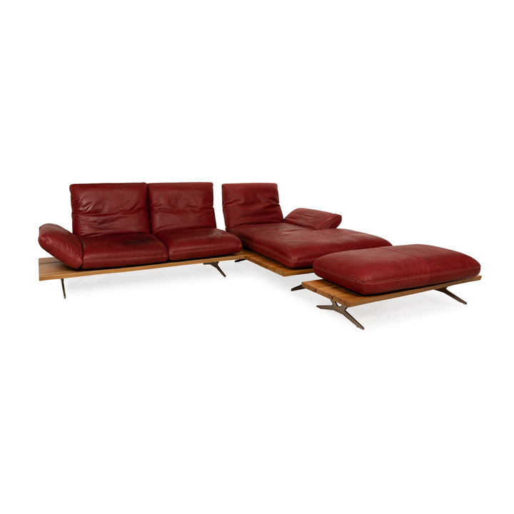 Koinor Marilyn Leather Sofa Set Red Recamiere Right Manual Function Corner Sofa Stool Couch