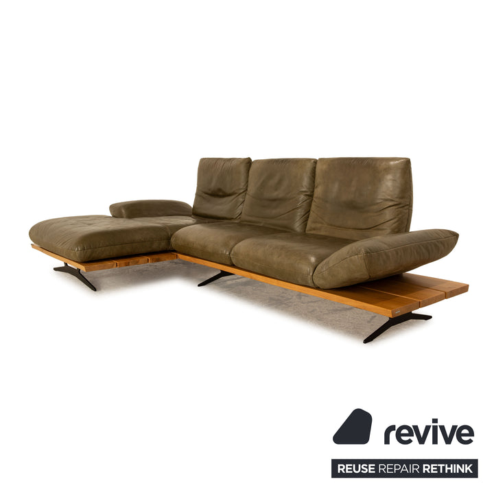 Koinor Marylin Leder Ecksofa Dunkelgrün Recamiere Links manuelle Funktion Sofa Couch