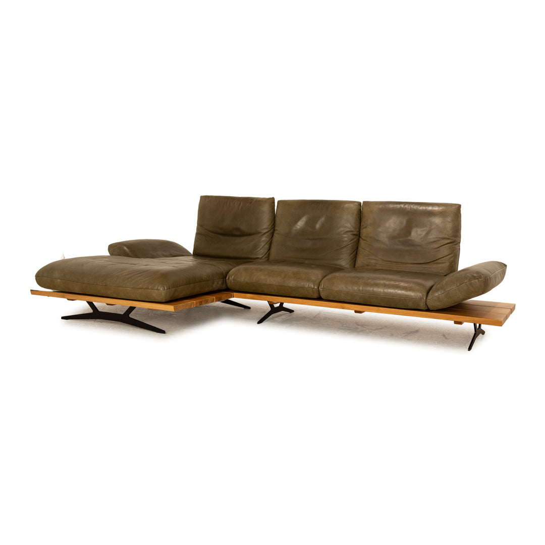 Koinor Marylin Leder Ecksofa Dunkelgrün Recamiere Links manuelle Funktion Sofa Couch