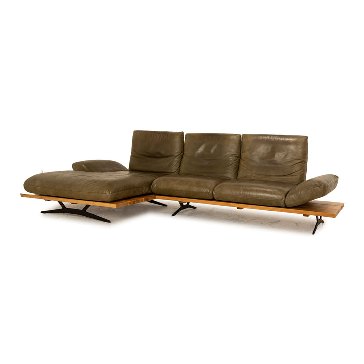 Koinor Marylin Leder Ecksofa Dunkelgrün Recamiere Links manuelle Funktion Sofa Couch