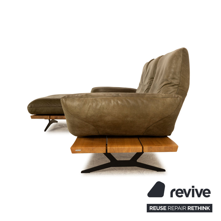 Koinor Marylin Leder Ecksofa Dunkelgrün Recamiere Links manuelle Funktion Sofa Couch