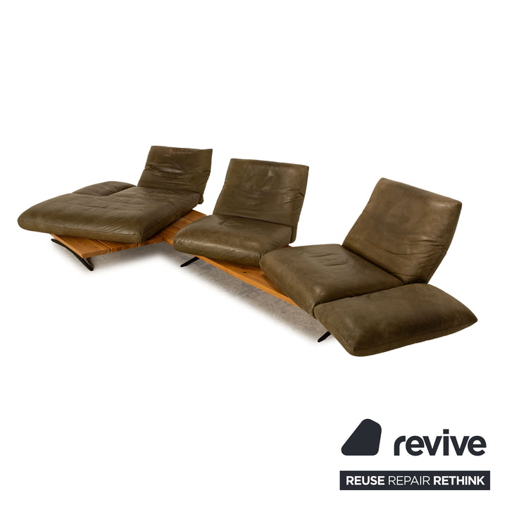 Koinor Marylin Leder Ecksofa Dunkelgrün Recamiere Links manuelle Funktion Sofa Couch
