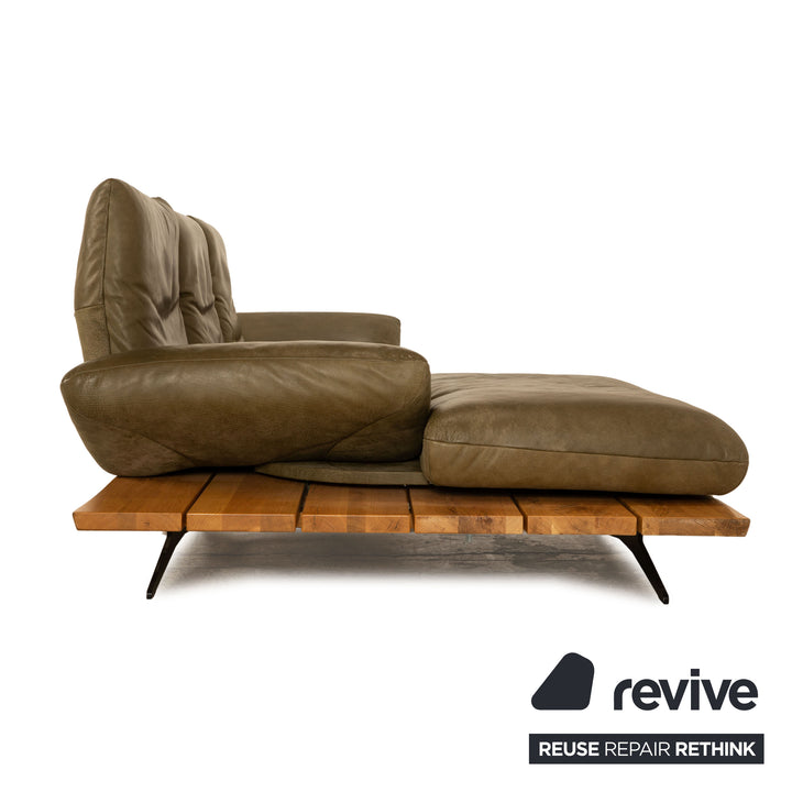 Koinor Marylin Leder Ecksofa Dunkelgrün Recamiere Links manuelle Funktion Sofa Couch