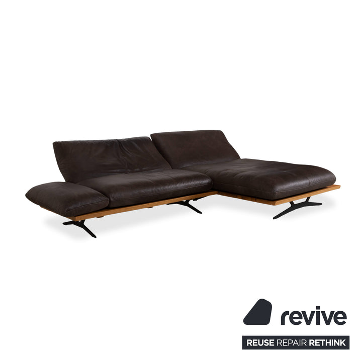 Koinor Marylin Leder Ecksofa Hocker Schoko Braun manuelle Funktion Couch Recamiere Rechts
