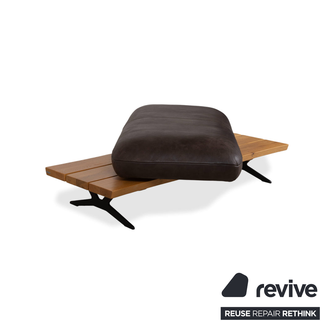 Koinor Marylin Leder Ecksofa Hocker Schoko Braun manuelle Funktion Couch Recamiere Rechts