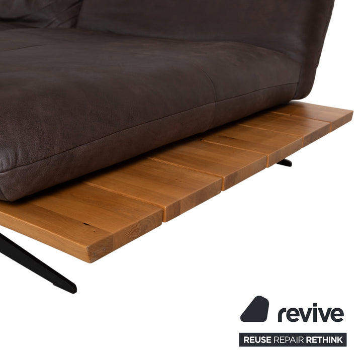 Koinor Marylin Leder Ecksofa Hocker Schoko Braun manuelle Funktion Couch Recamiere Rechts