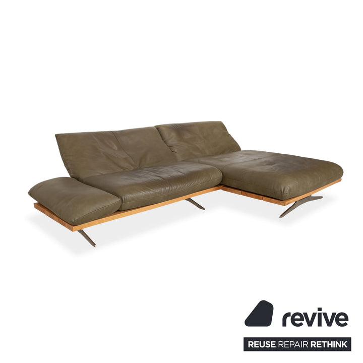 Koinor Marylin Leather Corner Sofa Olive Green Sofa Couch Manual Function