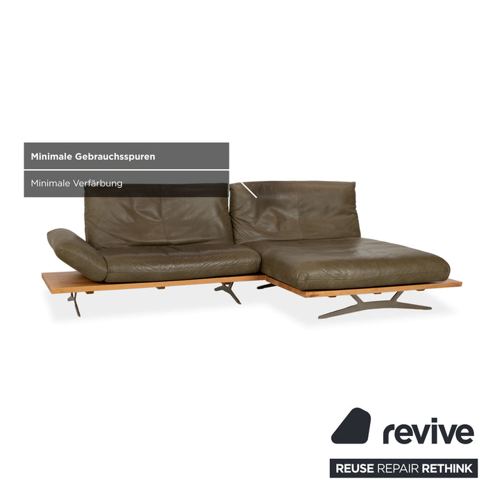 Koinor Marylin Leather Corner Sofa Olive Green Sofa Couch Manual Function