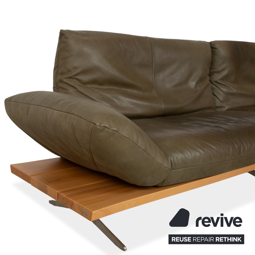 Koinor Marylin Leather Corner Sofa Olive Green Sofa Couch Manual Function