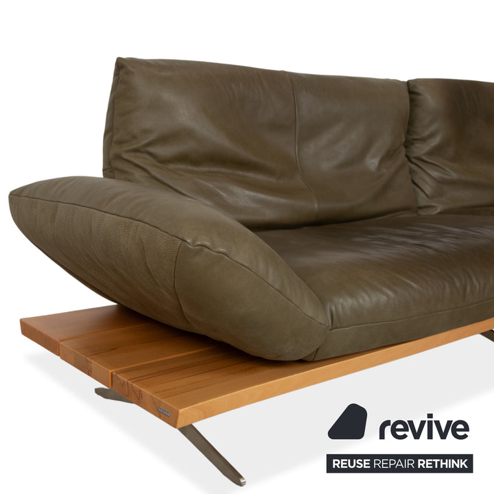 Koinor Marylin Leather Corner Sofa Olive Green Sofa Couch Manual Function