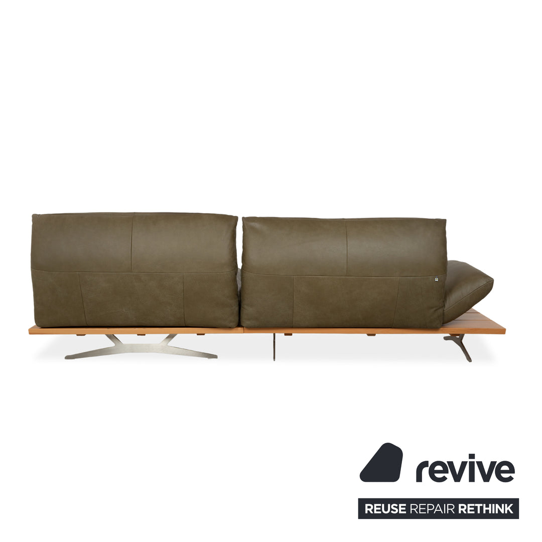 Koinor Marylin Leather Corner Sofa Olive Green Sofa Couch Manual Function