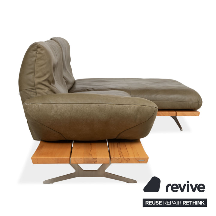 Koinor Marylin Leather Corner Sofa Olive Green Sofa Couch Manual Function