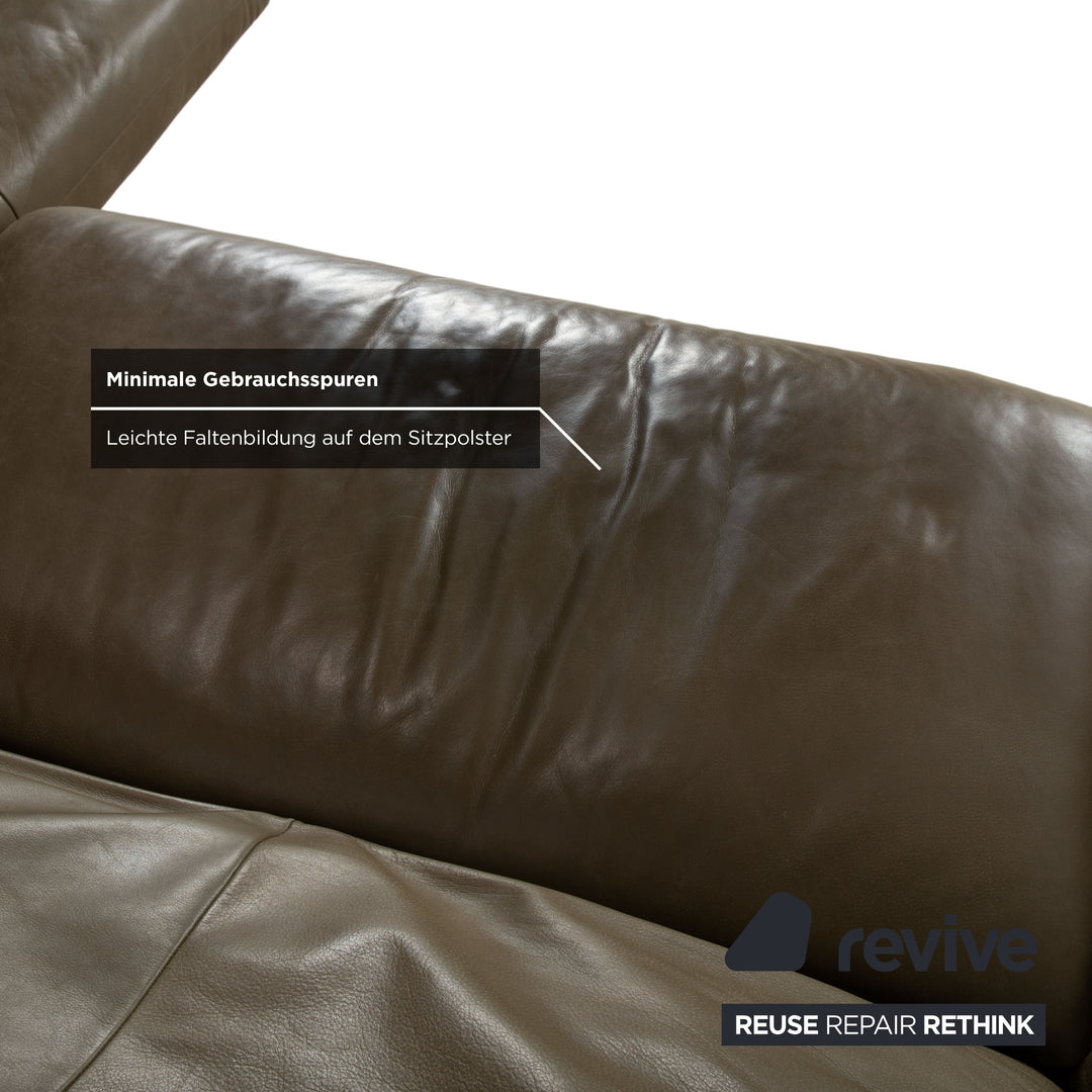 Koinor Marylin Leather Corner Sofa Olive Green Sofa Couch Manual Function