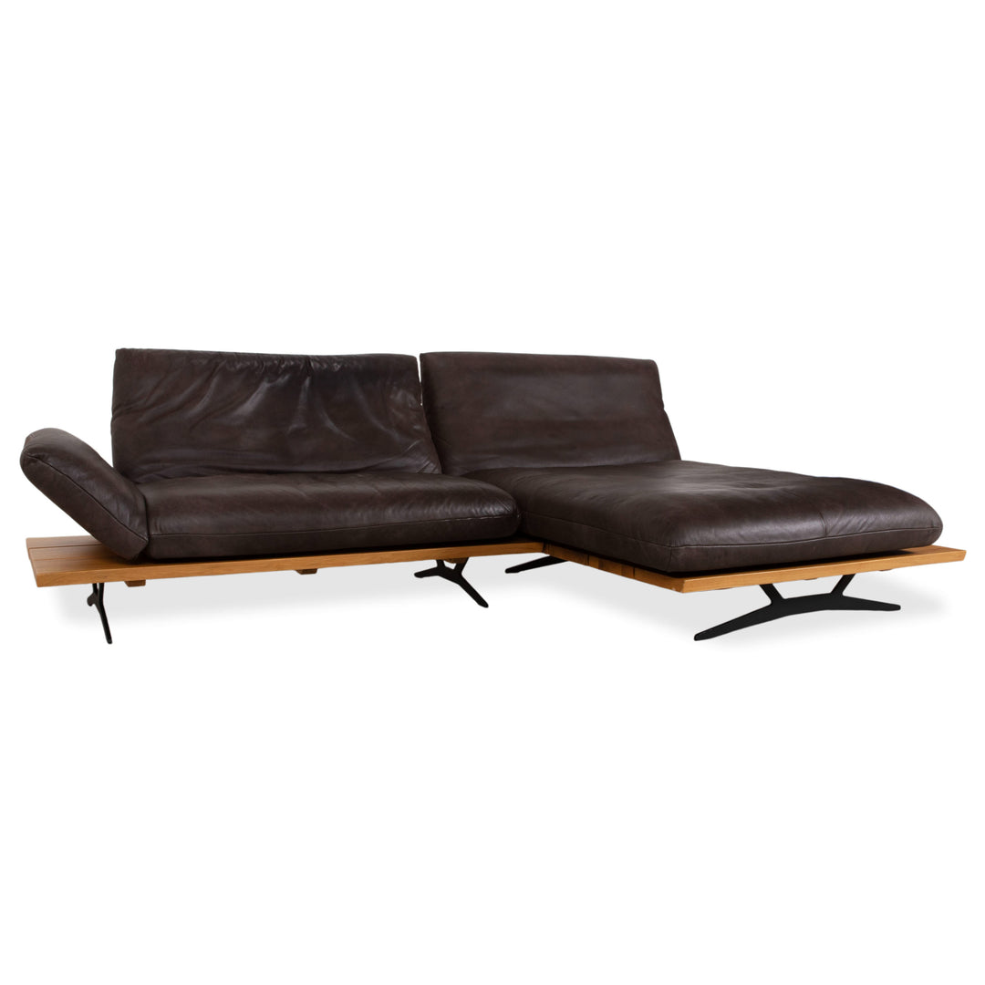 Koinor Marylin Leather Corner Sofa Chocolate Brown Mocca Manual Function Couch Chaise Longue Right