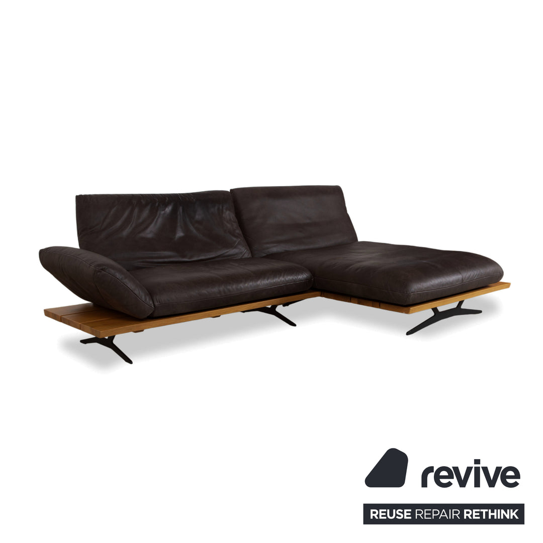 Koinor Marylin Leather Corner Sofa Chocolate Brown Mocca Manual Function Couch Chaise Longue Right