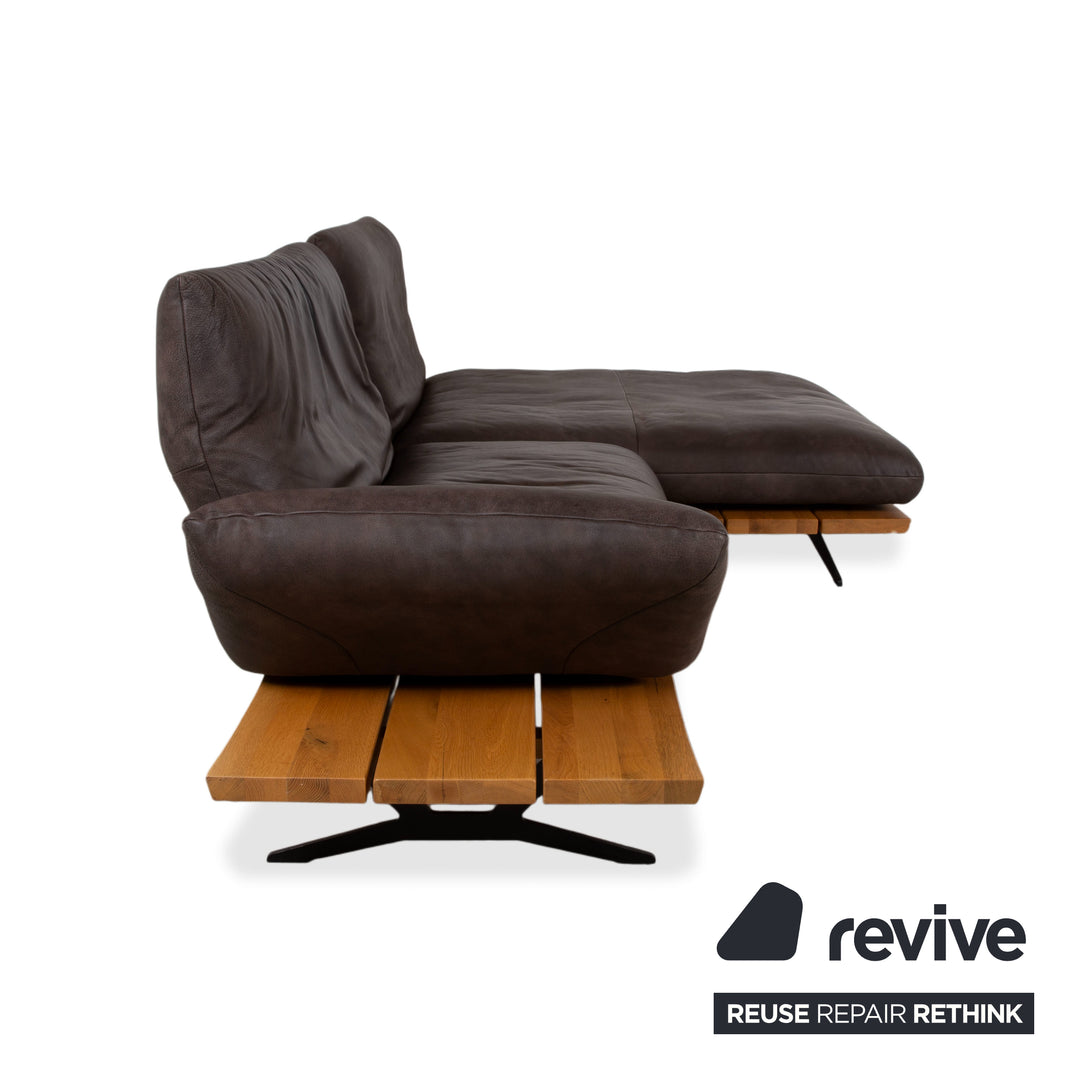 Koinor Marylin Leather Corner Sofa Chocolate Brown Mocca Manual Function Couch Chaise Longue Right