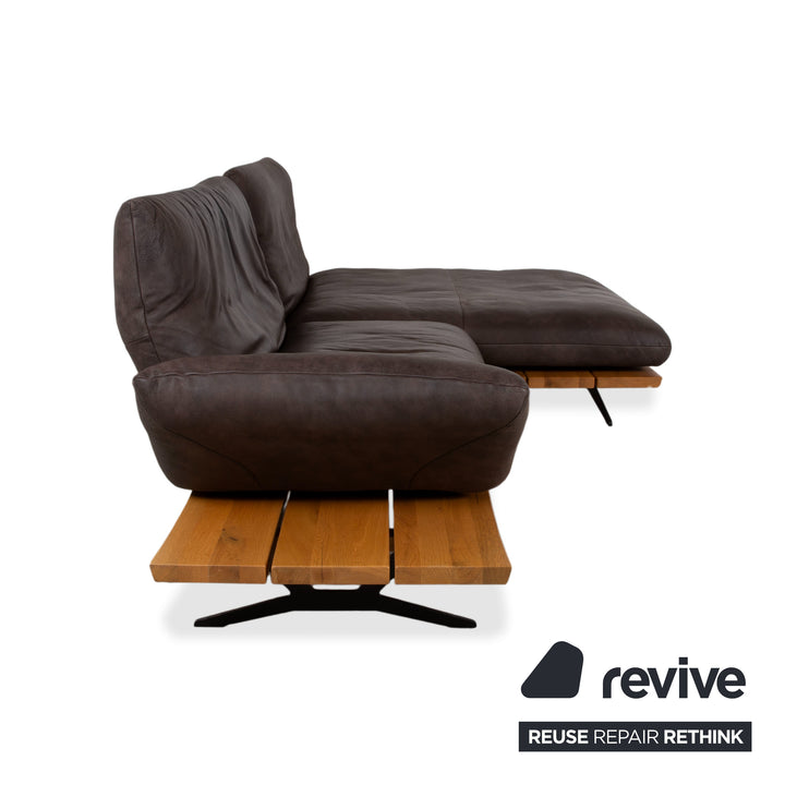 Koinor Marylin Leather Corner Sofa Chocolate Brown Mocca Manual Function Couch Chaise Longue Right