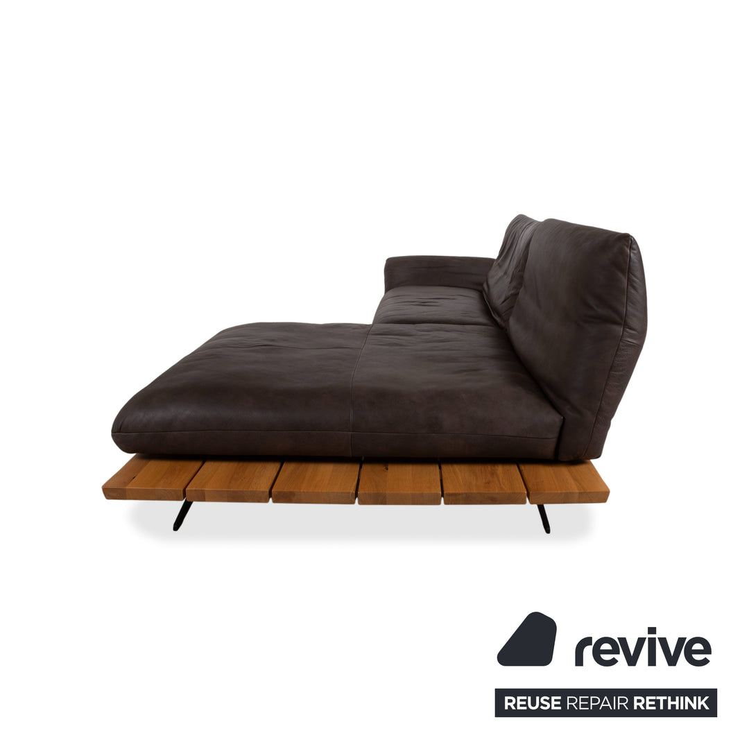 Koinor Marylin Leather Corner Sofa Chocolate Brown Mocca Manual Function Couch Chaise Longue Right