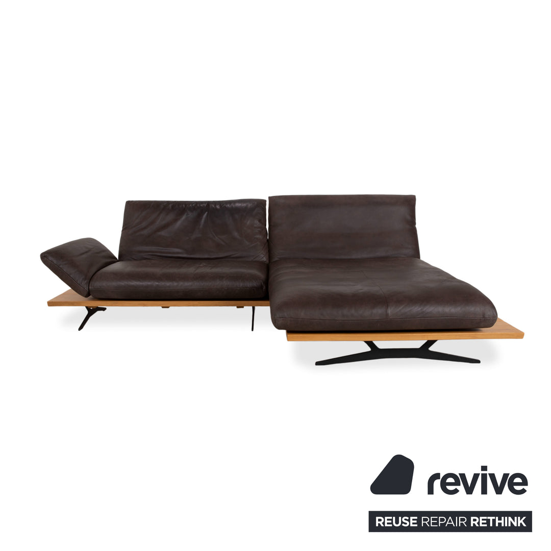 Koinor Marylin Leather Corner Sofa Chocolate Brown Mocca Manual Function Couch Chaise Longue Right