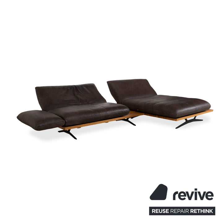 Koinor Marylin Leather Corner Sofa Chocolate Brown Mocca Manual Function Couch Chaise Longue Right