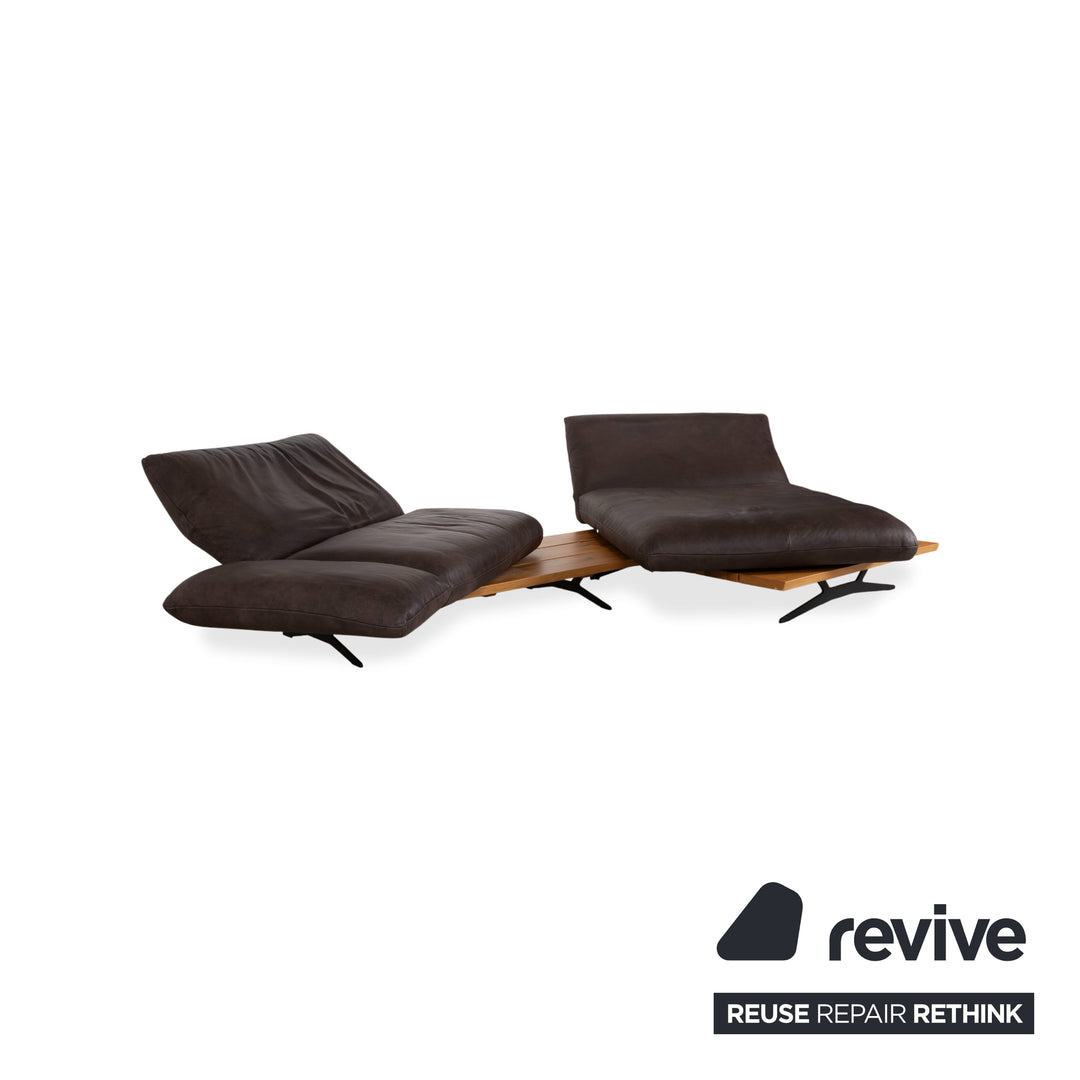 Koinor Marylin Leather Corner Sofa Chocolate Brown Mocca Manual Function Couch Chaise Longue Right
