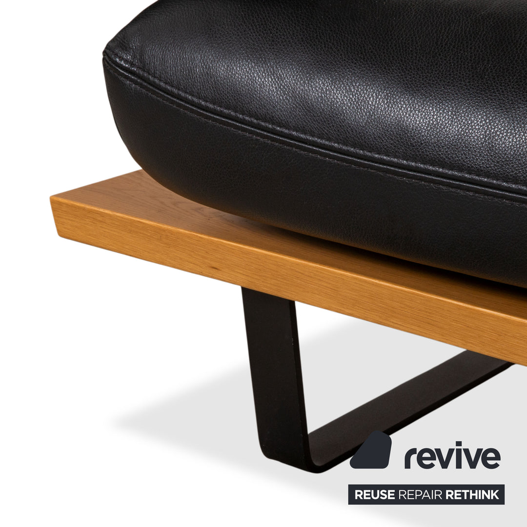 Koinor Marylin Leder Ecksofa Schwarz Holz manuelle Funktion Sofa Couch