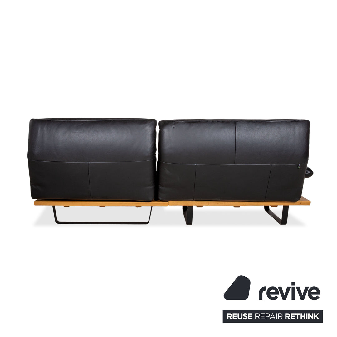 Koinor Marylin Leder Ecksofa Schwarz Holz manuelle Funktion Sofa Couch