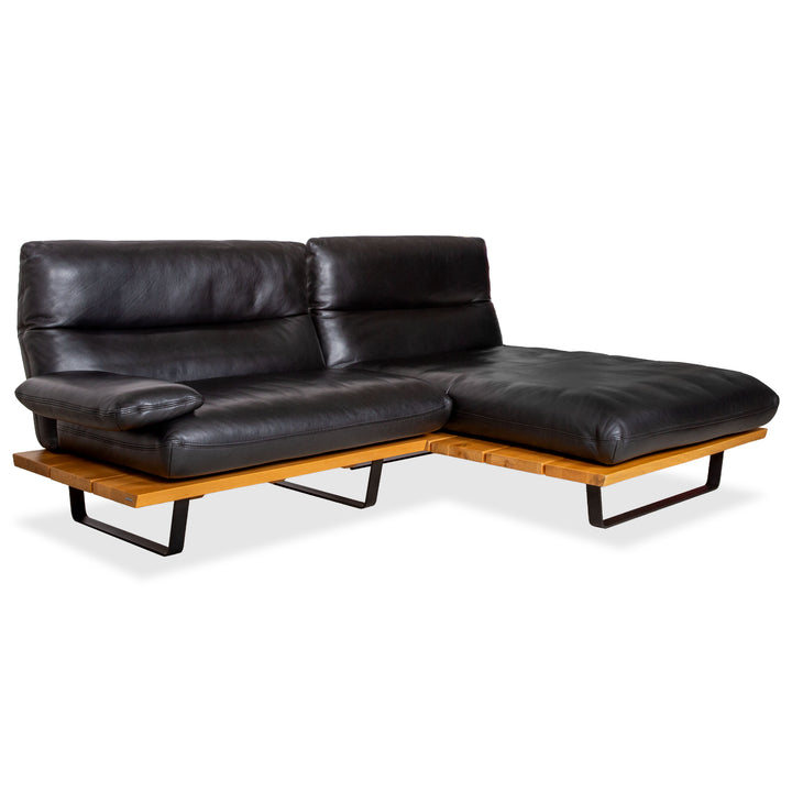 Koinor Marylin Leder Ecksofa Schwarz Holz manuelle Funktion Sofa Couch