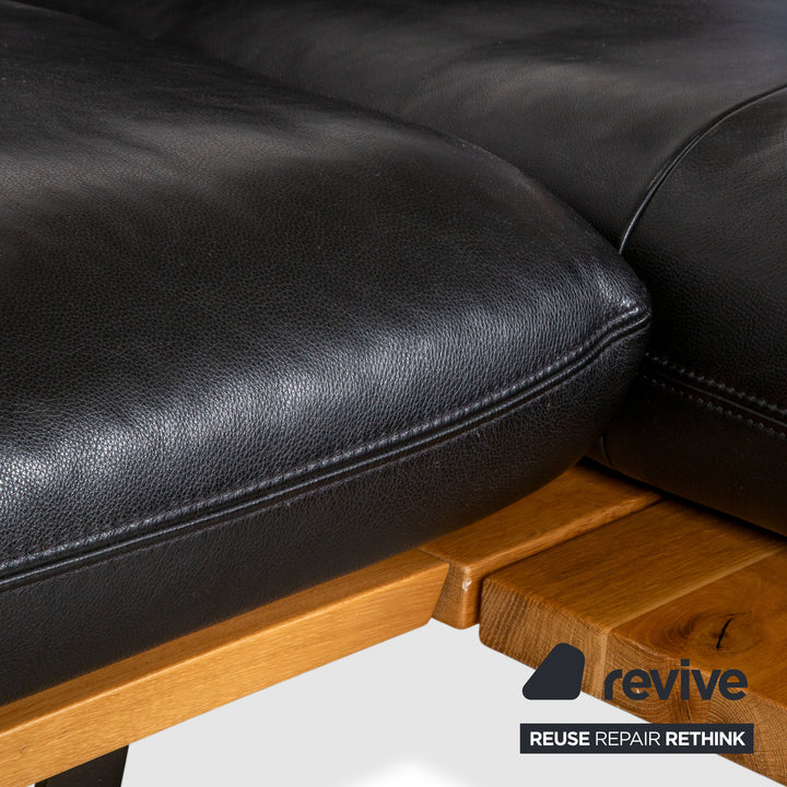 Koinor Marylin Leder Ecksofa Schwarz Holz manuelle Funktion Sofa Couch