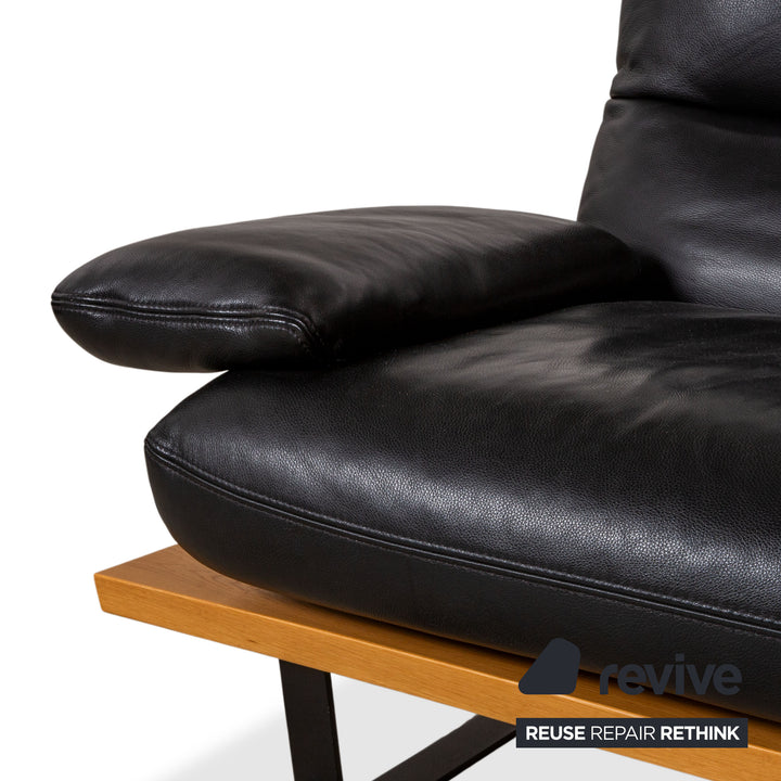 Koinor Marylin Leder Ecksofa Schwarz Holz manuelle Funktion Sofa Couch