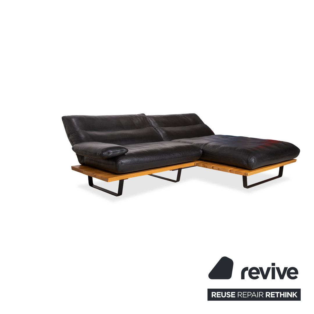 Koinor Marylin Leder Ecksofa Schwarz Holz manuelle Funktion Sofa Couch