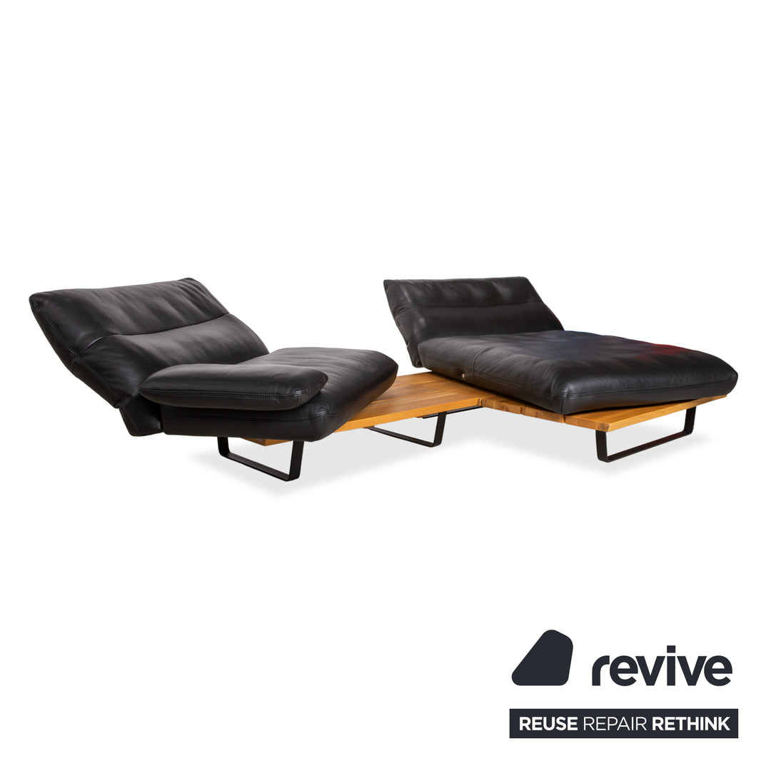 Koinor Marylin Leder Ecksofa Schwarz Holz manuelle Funktion Sofa Couch