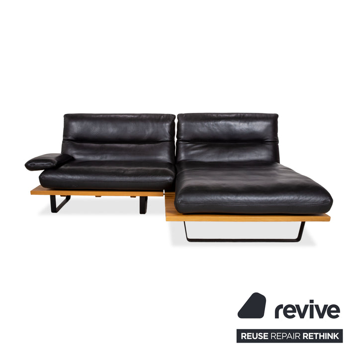 Koinor Marylin Leder Ecksofa Schwarz Holz manuelle Funktion Sofa Couch