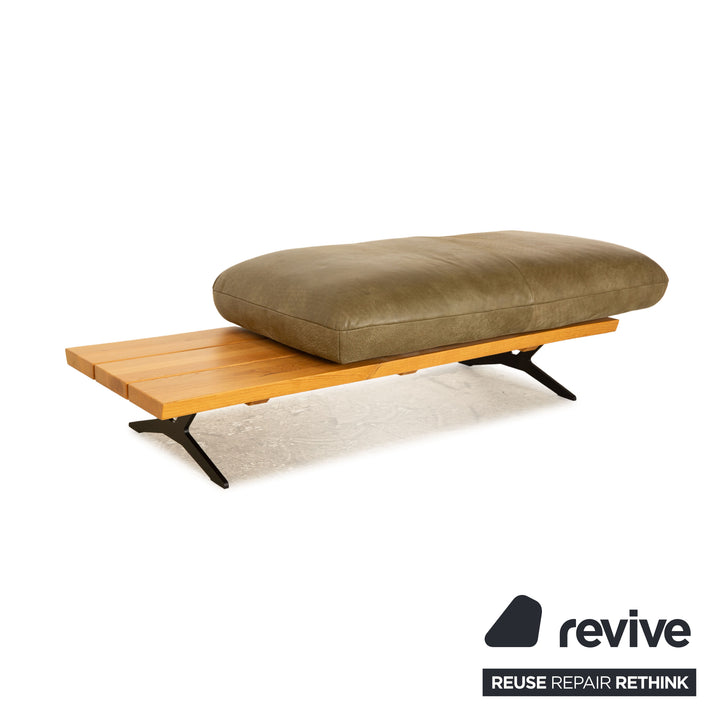 Koinor Marylin Tabouret en Cuir Vert Kaki fonction manuelle