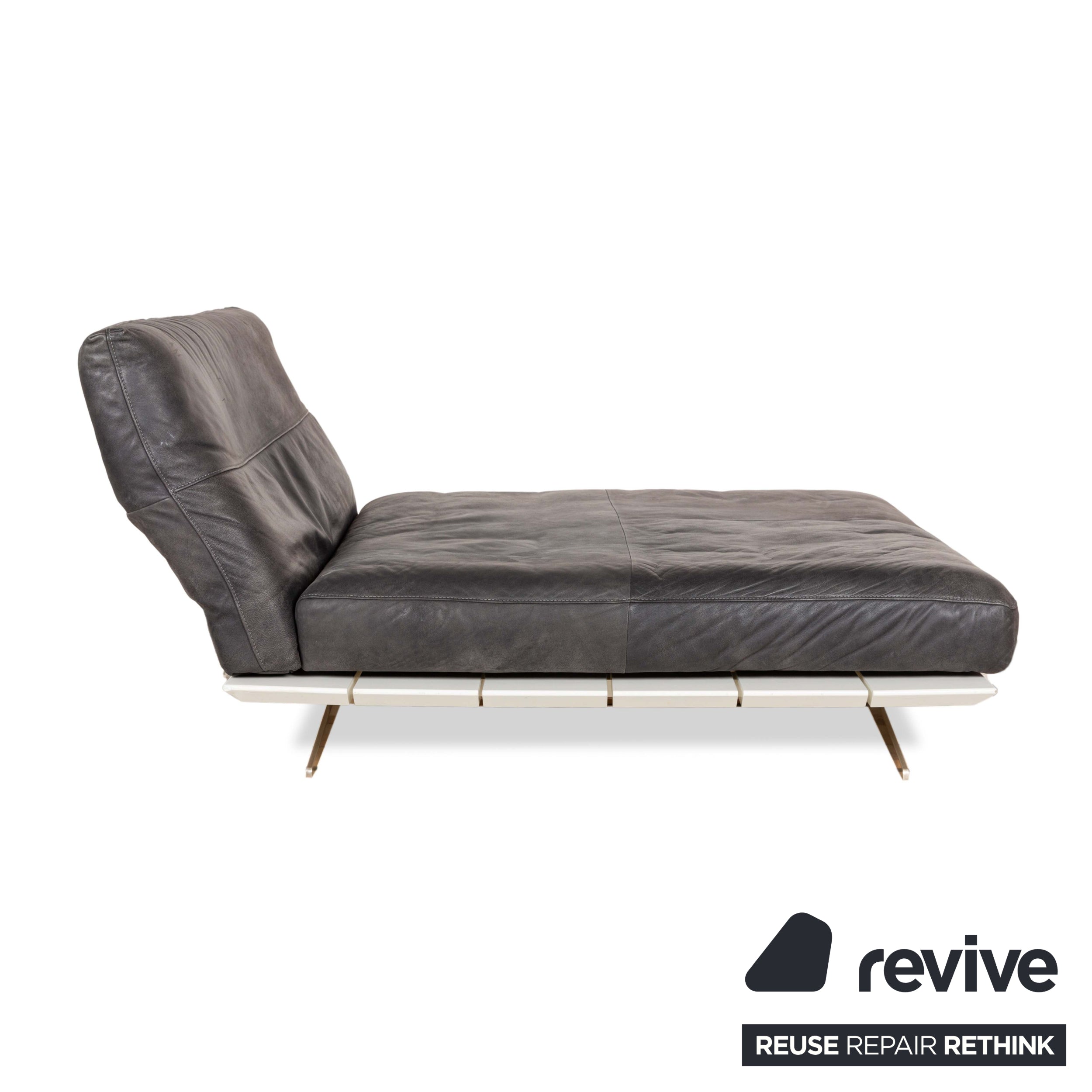Koinor Marylin Leather Metal Lounger Grey White