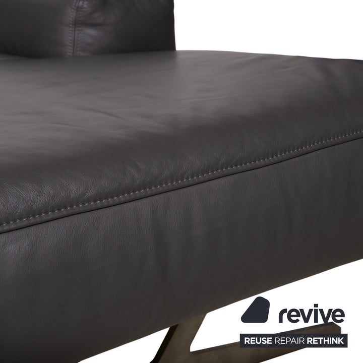 Koinor Monroe Leder Ecksofa Grau Anthrazit Holz Braun Recamiere Rechtsmanuelle Funtion Couch